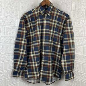 Alexander Martin Men's Classic Plaid Button-Down Shirt Navy, Burgundy & Beige